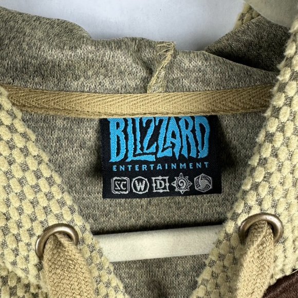 Blizzard World Of Warcraft Full Zip Hoodie Sweater Size Medium Embroidered Brown - Picture 3 of 9